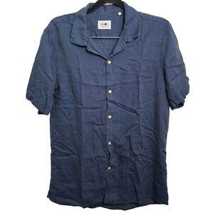 NN07 No Nationality Miyagi Short Sleeve Stripe Shirt Navy Blue Men's Large